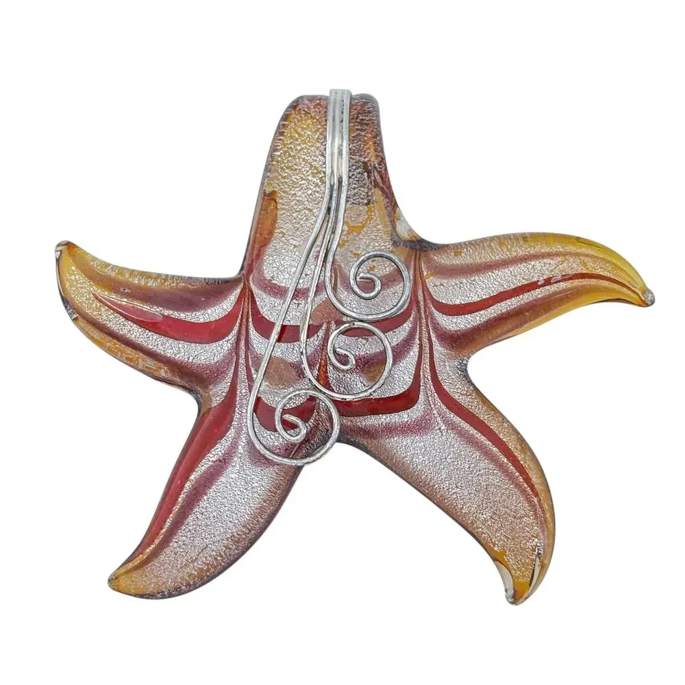 Vintage Sterling Silver 925 Starfish Glass Pendant